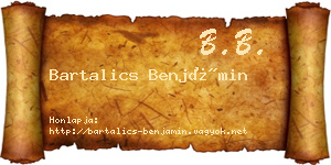 Bartalics Benjámin névjegykártya